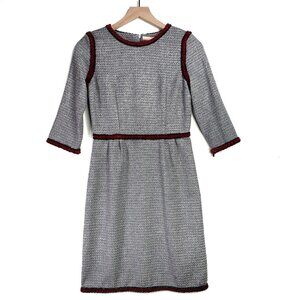 Vilagallo Tweed Sheath Dress 36 2‎ Grey Woven Chenille Trim
